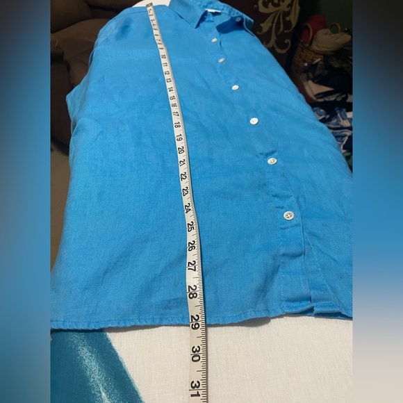 J Jill Love Linen 100% Linen Blue Long Sleeve Button Front XL Shirt Top. - Picture 8 of 8